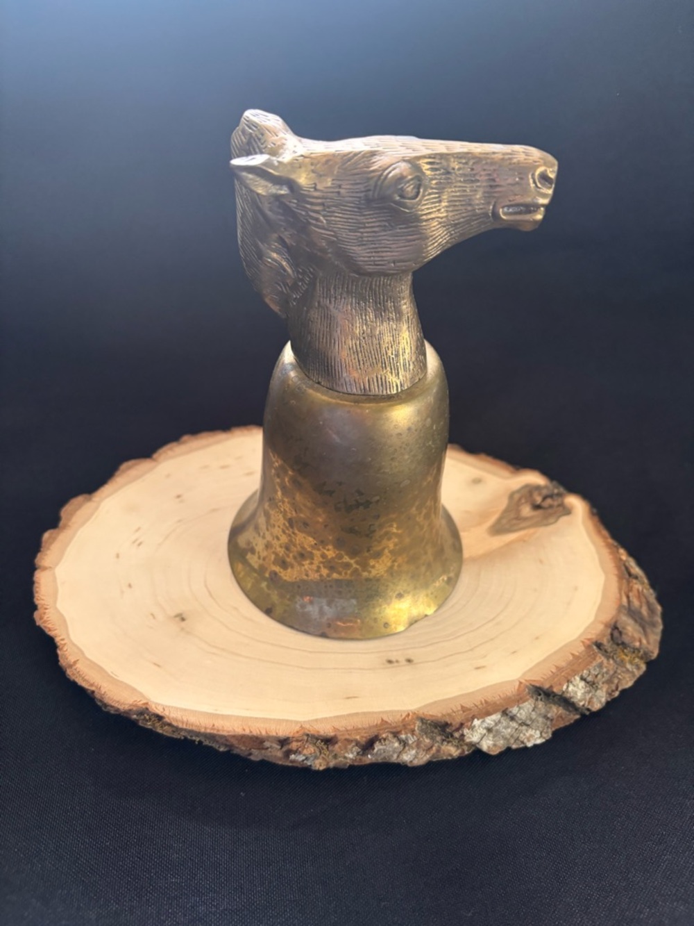 Vintage RARE Brass horse head stirrup cup Equestrian